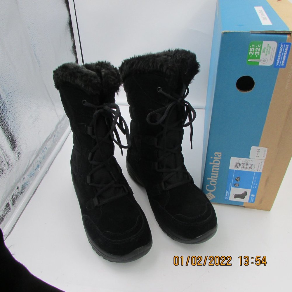Womens 8 1/2 Columbia Ice Maiden Black Suede Boots
